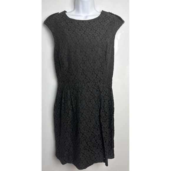 Benetton Womens Cotton Black Lace Dress Med‎ Classic Minimalist Feminine Career - Picture 1 of 12